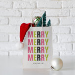 モダンメリーカラフルタイポグラフィ「Christmas」 スモールペーパーバッグ<br><div class="desc">明るくフェスティバルパーソナライズされたのクリスマスと冬の休日デザイン。</div>
