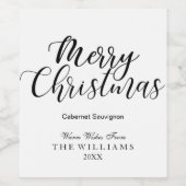 モダンメリークリスマスブラック&ホワイトホリデー ワインラベル (シングルラベル)