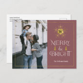  モダンメリーシンプルアンドブライトのクリスマス写真ポ ポストカード (正面/裏面)