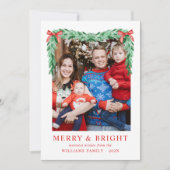 モダンメリーシンプルBow & Bright Christmas Photo シーズンカード (正面)