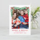 モダンメリーシンプルBow & Bright Christmas Photo シーズンカード (スタンド正面)