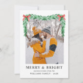 モダンメリーシンプルBow & Bright Christmas Photo シーズンカード (正面)
