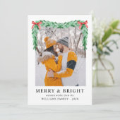 モダンメリーシンプルBow & Bright Christmas Photo シーズンカード (スタンド正面)