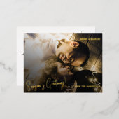 モダンメリーパーソナライズされた結婚した写真 箔シーズンポストカード (正面/裏面)