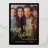 モダンメリーミニマルChristmasとBright photo 箔シーズンカード (正面)