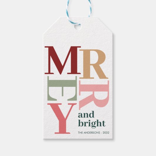 モダンメリー明るいカラフル聖降誕祭 ギフトタグ (正面)