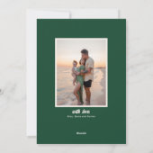 モダンメリー明るいピンクと緑のストライプ シーズンカード (裏面)