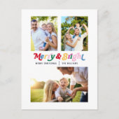 モダンメリー明カラフルレトロ3写真 シーズンポストカード (正面)