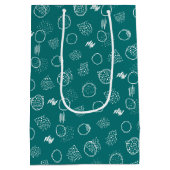 モダンメリー |ティール(緑がかった色) |フォトホリデー ミディアムペーパーバッグ (裏面)