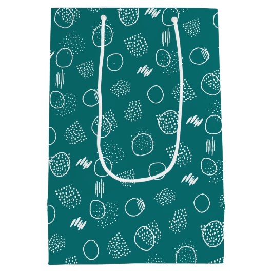 モダンメリー |ティール(緑がかった色) |フォトホリデー ミディアムペーパーバッグ (裏面)