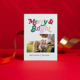 モダンメリー&ブライトカラフルレトロ シーズンポストカード