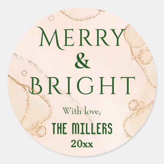 モダンメリー&ブライトシンプルキュートはっきりしたクリスマス ラウンドシール (正面)