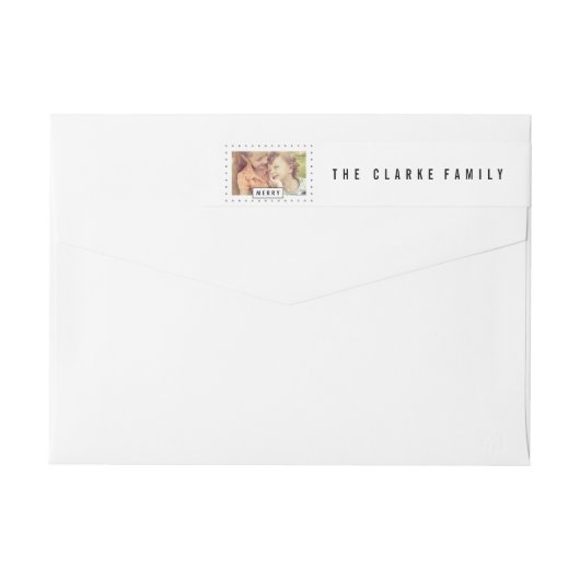モダンメリー |ホリデーフォト差出人住所 ラップアラウンドラベル (裏面)