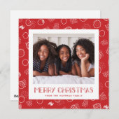 モダンメリー |赤 |正方形 |写真 シーズンカード (正面/裏面)