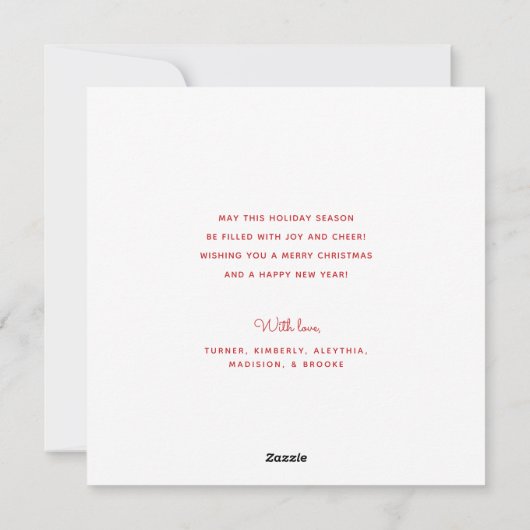 モダンメリー |赤 |正方形 |写真 シーズンカード (裏面)