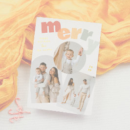 モダンメリーArch Christmas Holiday Photo Collage 箔シーズンカード