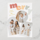 モダンメリーArch Christmas Holiday Photo Collage 箔シーズンカード (正面)