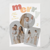 モダンメリーArch Christmas Holiday Photo Collage 箔シーズンカード (正面)