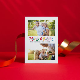 モダンメリーBrightカラフルレトロ2写真 シーズンポストカード