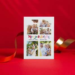 モダンメリーBrightカラフルレトロ5写真 シーズンポストカード