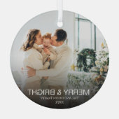モダンメリーBright スタイリッシュ Family Photo ガラスオーナメント (裏面)