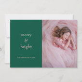 モダンメリーBright Christmas Green & Pink Photo シーズンカード (正面)