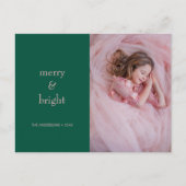 モダンメリーBright Christmas Green & Pink Photo シーズンポストカード (正面)