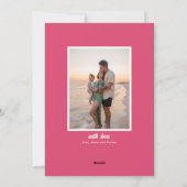 モダンメリーBright Pink ストライプChristmas シーズンカード (裏面)