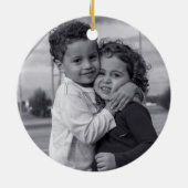 モダンメリーBright Red Christmas Holiday Photo セラミックオーナメント (裏面)