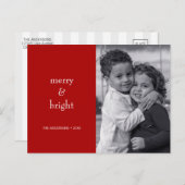 モダンメリーBright Red Christmas Photo シーズンポストカード (正面/裏面)