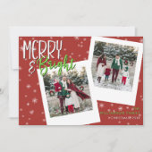 モダンメリーBright Red Snowflake Photo シーズンカード (正面)