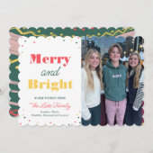 モダンメリーBright Vertical Photo Holiday Card 招待状 (正面/裏面)