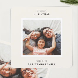 モダンメリーChristmas Beige Frame Photo Square シーズンカード