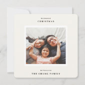 モダンメリーChristmas Beige Frame Photo Square シーズンカード (正面)
