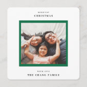 モダンメリーChristmas Green Frame Photo Square シーズンカード (正面)