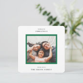 モダンメリーChristmas Green Frame Photo Square シーズンカード (スタンド正面)