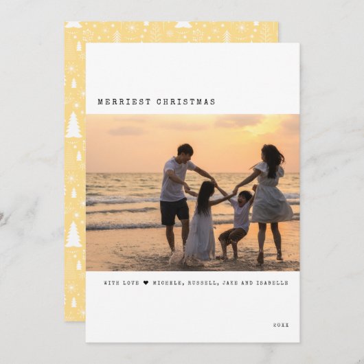 モダンメリーChristmas Photo シーズンカード (正面/裏面)