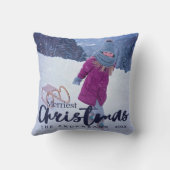 モダンメリーChristmas Script Holiday Photo クッション (裏面)