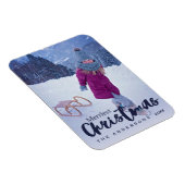 モダンメリーChristmas Script Holiday Photo マグネット (右側)