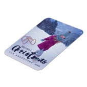 モダンメリーChristmas Script Holiday Photo マグネット (左側)