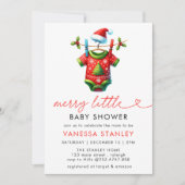 モダンメリーLittle Christmas Santa Baby Shower 招待状 (正面)
