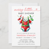 モダンメリーLittle Christmas Santa Baby Shower 招待状 (正面)