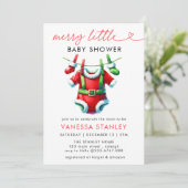 モダンメリーLittle Christmas Santa Baby Shower 招待状 (スタンド正面)