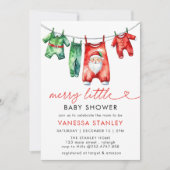 モダンメリーLittle Christmas Santa Baby Shower 招待状 (正面)