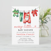 モダンメリーLittle Christmas Santa Baby Shower 招待状 (スタンド正面)