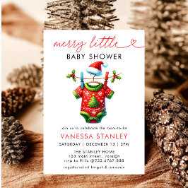 モダンメリーLittle Christmas Santa Baby Shower 招待状