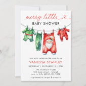 モダンメリーLittle Christmas Santa Baby Shower 招待状 (正面)