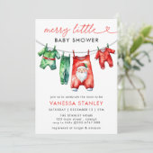 モダンメリーLittle Christmas Santa Baby Shower 招待状 (スタンド正面)