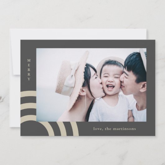 モダンメリーTaupeとGray Christmas Photo Card (正面)