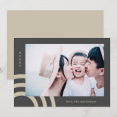 モダンメリーTaupeとGray Christmas Photo Card (正面/裏面)